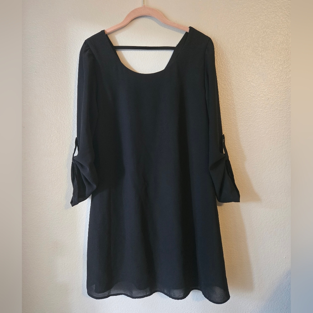 Speechless Classic Black Dressini , Long Sleeve Mini Dress, Size L Large